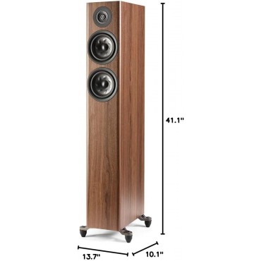 Elegant Floorstanding Speaker | Deep Bass Home Audio Tower for Living Room - Walnut Brown Elegant Floorstanding Speaker | Deep Bass Home Audio Tower for Living Room - Walnut Brown