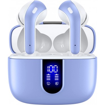 Wireless Earbuds with Wireless Charging Case (Purple)