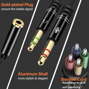 Headphone 3.5mm Splitter Mic Cable